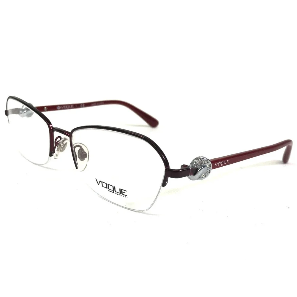 Vogue Eyeglasses Frames VO3944-B 717-S Burgundy Red Silver Crystals 54-18-135